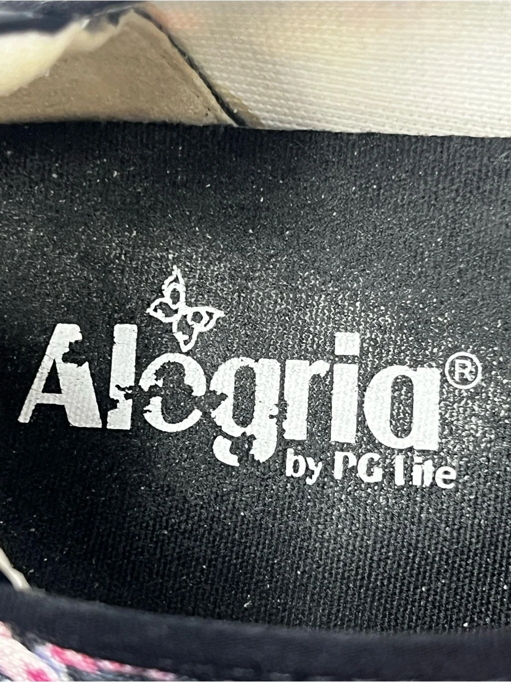 Alegria Floral Mary Jane Flats in Black with Pink Accents